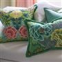 Brocart Decoratif Embroidered Lime Cotton Cushion