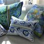 Enamel Flower Indigo  Embroidered Cotton Cushion