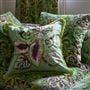 Leaf Glaze Emerald Embroidered Cotton Cushion