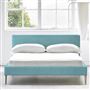 Square Low Bed -  Superking  -  Beech Leg  -  Brera Lino Turquoise