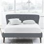 Wave Bed - White Buttons - Superking - Walnut Leg - Conway Gunmetal