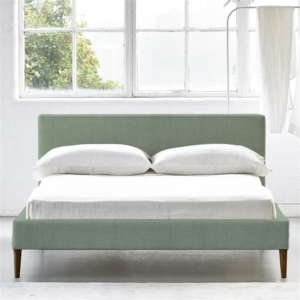 Square Low Superking Bed - Walnut Legs - Brera Lino Jade