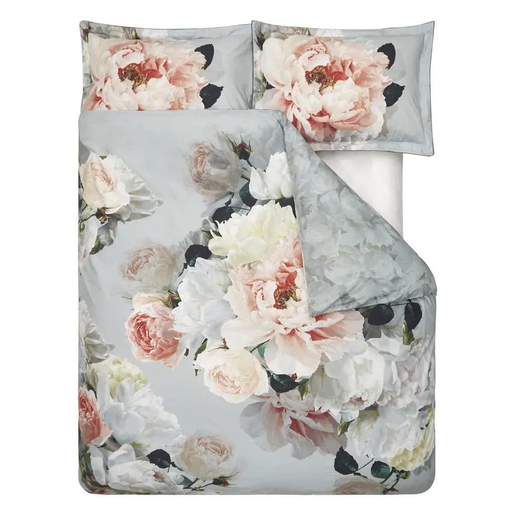 Peonia Grande Zinc Floral Grey Bed Linen Designers Guild