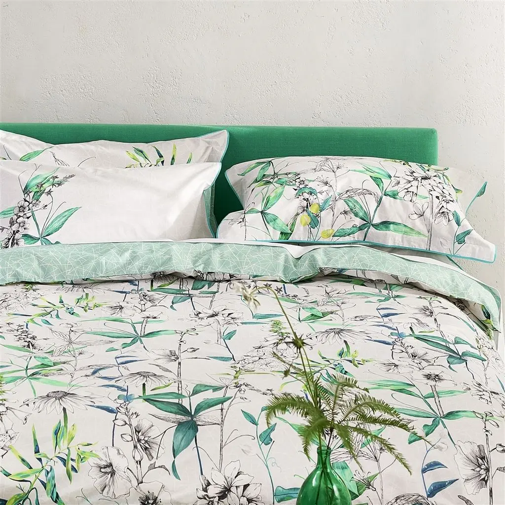 Emilie Emerald Floral Green Bed Linen Designers Guild