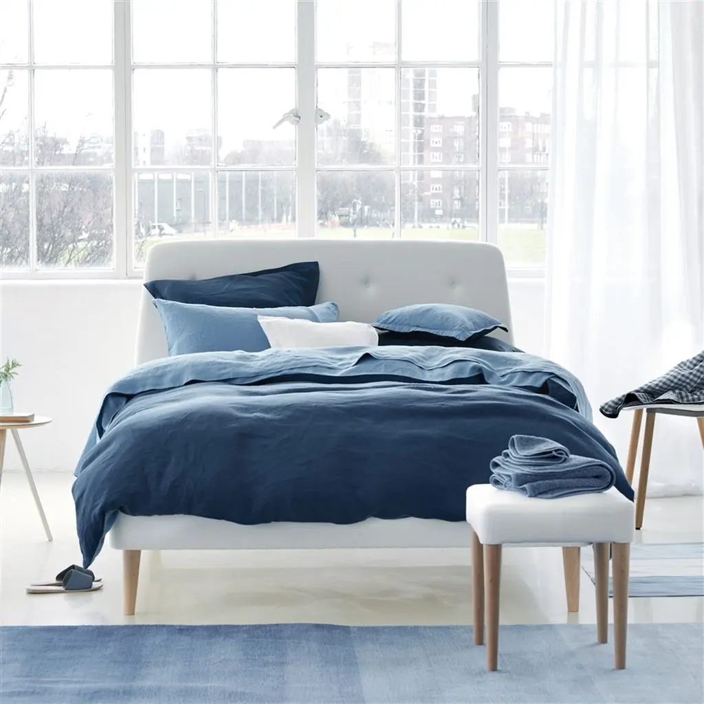 Biella Midnight Wedgwood Blue Bed Linen Designers Guild