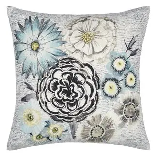 Millefiori Delft Blue Floral Linen Cushion | Designers Guild