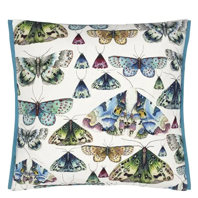 Issoria Outdoor Cobalt Blue Printed Cushion | Designers Guild